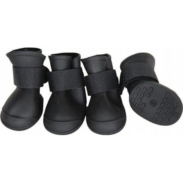 Petpurifiers Elastic Protective Multi-Usage All-Terrain Rubberized Dog Shoes; Black - Small PE678276
